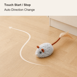 Jouet interactif intelligent pour chat, souris électrique réaliste à activation tactile, évitement automatique des obstacles, silencieux/avec son, USB - Product Image 3