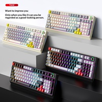 Clavier mécanique T-WOLF T50 personnalisable avec rétroéclairage RGB, bouton rotatif, interrupteurs interchangeables à chaud et support pour poignets, idéal pour le gaming