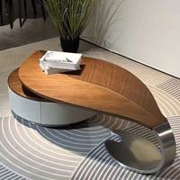 Ensemble table basse et meuble TV en bois massif en forme de feuille, style moderne, luxe léger, pour chambre/salon - Nouveau design unique