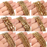 Cuentas de hematita chapadas en oro con retención de Color AAA +, espaciador de cubo de piedra Natural de 15 pulgadas, cuentas sueltas para fabricación de joyería, pulsera DIY