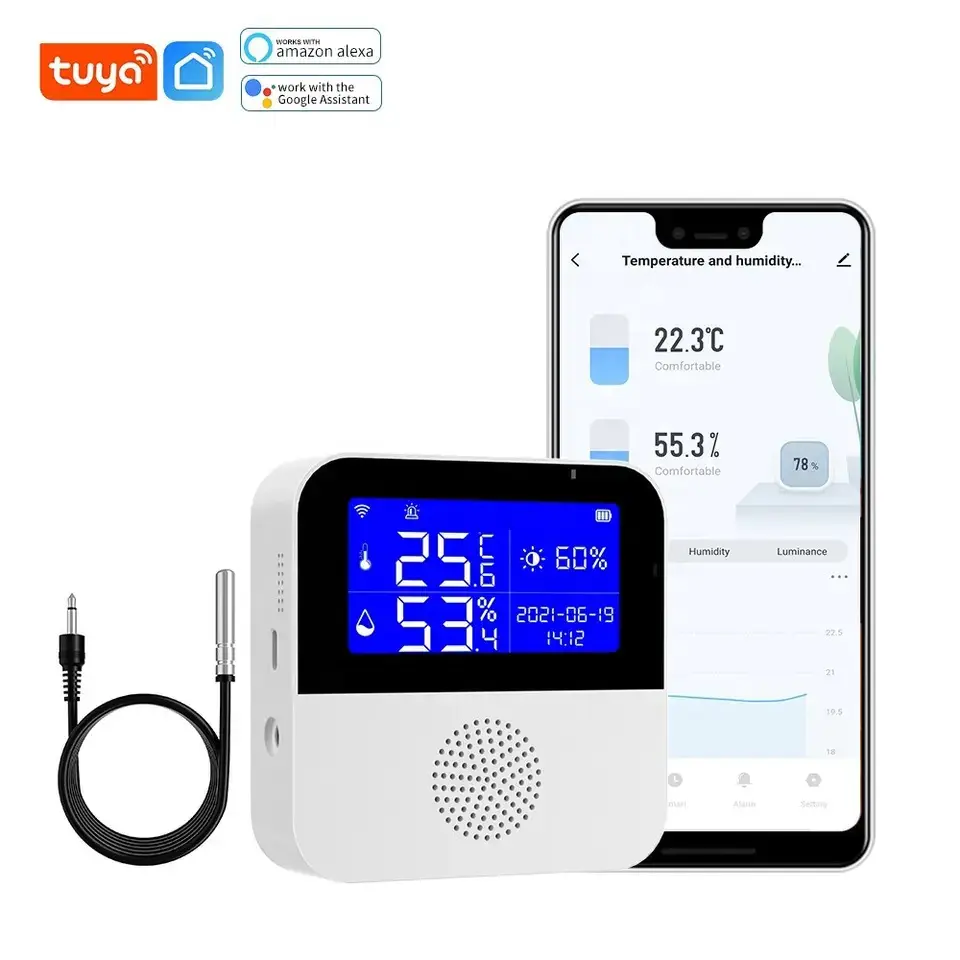 Tuya Smart Wifi Wireless Temperature Data Logger Temperature Humidity Recorder Room Temperature and Humidity Sensor Monitoring