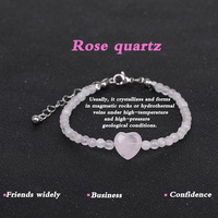 Bracelet extensible fait main en pierre naturelle, quartz rose, œil de tigre jaune, avec pendentif cœur, perles, bijoux de guérison en acier inoxydable avec fermoir mousqueton