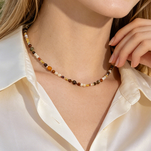 Collar de amatista natural hecho a mano al por mayor, collar de cuentas de piedra, collar delicado de cuentas de cristal, joyería casual para mujer - Product Image 2