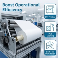 Rouleau de nettoyage SMT en mélange cellulose-polyester à faible peluchage pour l'assemblage de circuits imprimés et la sérigraphie automatique