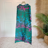 Robe décontractée écologique grande taille pour femme, style vintage, plissée, froncée, taille naturelle, imprimé géométrique, manches longues, ODM