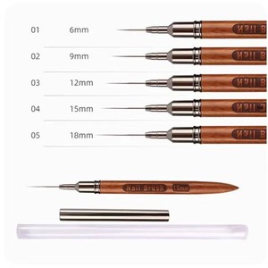 Pinceau liner pour nail art avec manche en bois de santal, virole métallique, pointe ultra-fine, stylo pour contour de fleurs - Product Image 4