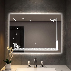 Miroir LED intelligent rectangulaire horizontal sans cadre à motif personnalisé, à succès, avec interrupteur tactile pour salle de bain d'hôtel - Product Image 5