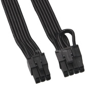 Kabel adaptor PCI Express 6 + 2 Pin ke 8 Pin Male, kabel hitam 30cm untuk aplikasi komputer