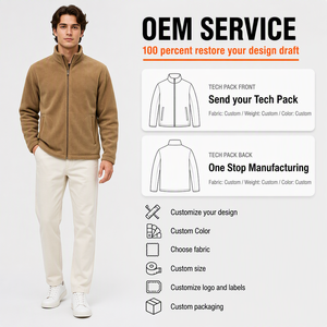 เสื้อแจ็คเก็ตไมโครฟลีซแบบซิปเต็มตัวสำหรับผู้ชาย OEM แบบกำหนดเอง ไม่มีฮู้ด คอตั้ง ขายส่ง เสื้อโค้ทฟลีซสำหรับกิจกรรมกลางแจ้ง - Product Image 1