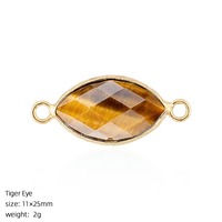 Pendentifs connecteurs en pierre naturelle 11x25mm à deux trous, forme œil de cheval, pour la fabrication de bijoux, accessoires de collier et bracelet DIY