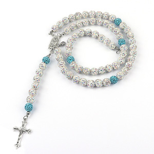 <span class=keywords><strong>Collana</strong></span> Lunga Unisex con Perle di Cristallo e Strass, <span class=keywords><strong>Rosario</strong></span> a Sei Strati con <span class=keywords><strong>Catena</strong></span> di Sfere in Argilla Incastonate di Diamanti, Regalo - Product Image 2