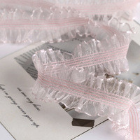 Ruban plissé en organza de polyester avec dentelle et volants, largeur 3 cm, garniture extensible pour robes de mariée, nœuds pour cheveux, projets DIY - Personnalisé