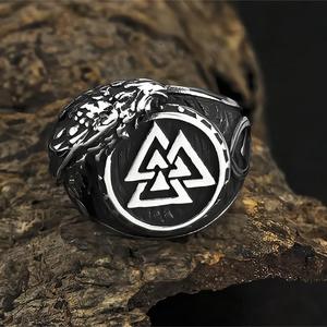Men's Titanium Steel <b>Ring</b> Viking Triangle Logo Raven Edge Geometric Hip Hop Style Fashion Jewelry Gift - Product Image 1