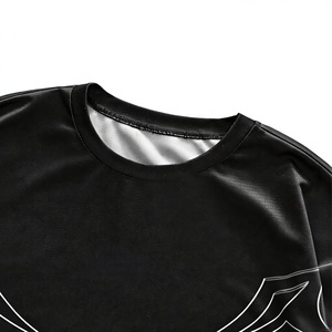 T-shirt à manches courtes surdimensionné pour homme, noir, imprimé graphique blanc, tissu en coton, style streetwear, design à séchage rapide, t-shirts streetwear - Product Image 3
