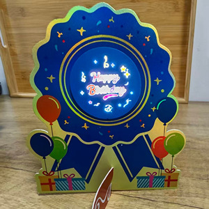 Décoration de fête en papier 3D lumineuse LED « Joyeux Anniversaire » avec support auto-adhésif en EVA, batterie intégrée et système d'interverrouillage - Product Image 1