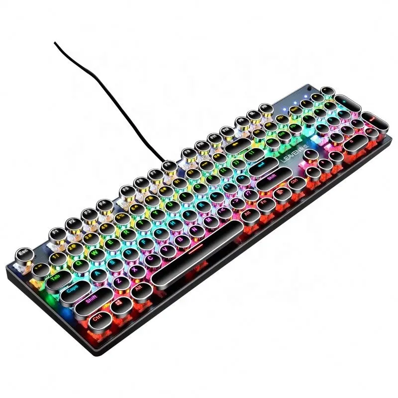 K660 काले सफेद गुंडा 104 चाबियाँ आरजीबी रोशनी यांत्रिक Esports कीबोर्ड ग्रीन अक्ष धातु ड्राइंग पैनल कीबोर्ड