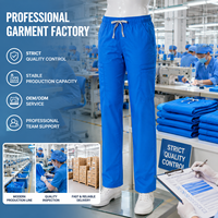 Pantalon de travail pour homme à taille élastiquée, multi-poches, coupe droite, en fibre de polyester antibactérienne, plusieurs couleurs unies, uniforme de personnel