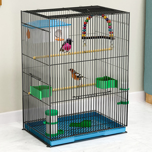 <span class=keywords><strong>Cage</strong></span> de Luxe Grande pour Animaux Domestiques en Métal avec Base Mobile à Roulettes et Support pour Perroquet, Dotée d'un Plateau en Plastique - Product Image 4