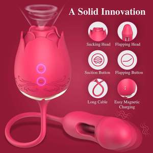 Consolador vibrador de silicona con forma de rosa para mujer, 3 en 1, succión de clítoris femenino, estimulador de clítoris, masturbador, Juguetes sexuales - Product Image 4