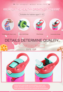 ขวดน้ำเด็กน่ารัก พิมพ์โลโก้ได้ ปลอดสาร BPA ป้องกันการรั่วซึม พร้อมหลอดดูดน้ำ สำหรับเด็กนักเรียนและเล่นกีฬา - Product Image 4