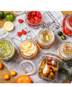 Tarro de almacenamiento de vidrio Tapas de sellado de metal Contenedores de vidrio herméticos para opciones de cubierta de condimentos Tarro de encurtidos con tapa de colador - Product Image 6