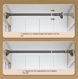 Tringle de douche antirouille sans perçage, <span class=keywords><strong>barre</strong></span> de tension métallique réglable avec poignée <span class=keywords><strong>à</strong></span> ressort <span class=keywords><strong>pour</strong></span> salle de bain - Product Image 5