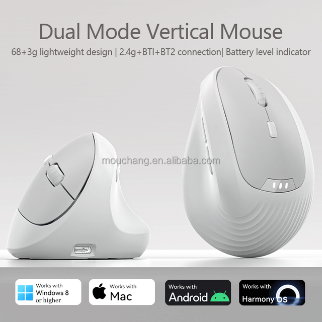 68g ultra Light Ergonomic 2.4ghz 6d High Dpi 800-8000 300mah Dual Mode Wired Wireless Computer Mouse Gaming Vertical Mouse