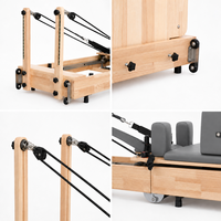 Reformer Pilates pliable en bois d’érable avec pieds réglables Machine de fitness professionnelle pour studio et maison