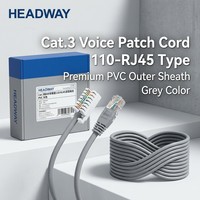 Câble de raccordement vocal HEADWAY Cat.3 110 vers RJ45, 4 paires UTP, câble téléphonique, gris, PVC, fil de communication