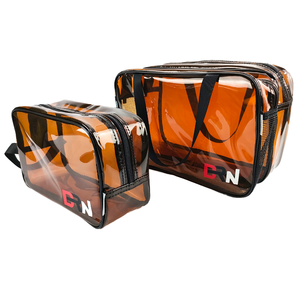 <b>Transparent</b> PVC Cosmetic <b>Bag</b> With Zipper Closure Portable Travel <b>Makeup</b> Case Modern Style - Product Image 2
