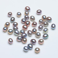 Perle d'eau douce naturelle grise irisée, forme ovale, argentée, 6-7 mm, fabrication de bijoux Zhuji
