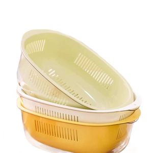Panier égouttoir double couche avec récipient pour le lavage des légumes et le stockage des fruits, utilisation en cuisine, matériau PET, lot de 2 pièces - Product Image 5