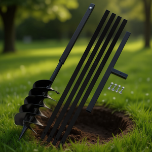 Tige de tarière manuelle en acier noire avec tube d'extension de 5,9 pouces, pour trous de poteaux de 16 à 4 pouces, et tarière de 30 cm (6 pouces) - Product Image 2