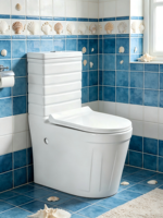 WC en céramique à chasse d'eau par siphon, puissance de chasse forte, fonctionnement silencieux, économie d'eau, anti-odeurs, lavabo monobloc, hôtel