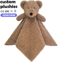 Couverture bébé en peluche marron personnalisée en usine, douce et moelleuse, jouet d'apaisement pour nourrisson, idéale pour la promotion