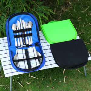Set di utensili da campeggio per 2 persone ecologici Set di posate da campeggio in acciaio inossidabile per posate da Picnic con borsa - Product Image 6