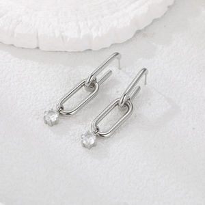 Pendientes de Acero Inoxidable con Incrustaciones de Diamantes, Modernos, con Circonitas, Estilo Único y de Alta Gama - Product Image 4