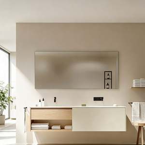 Meuble-lavabo de salle de bain d'hôtel moderne et minimaliste BALOM, double vasque, armoire en bois avec miroir intelligent, fabrication - Product Image 5
