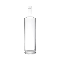 Vente en gros de bouteilles de vin, de liqueur, de vodka et de spiritueux en verre cristallin de 750 ml, avec bouchon en liège, couleur personnalisée, surface transparente, forme plate, logo personnalisé