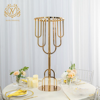 Support métallique doré pour fleurs de mariage, décoration de table centrale pour mariage