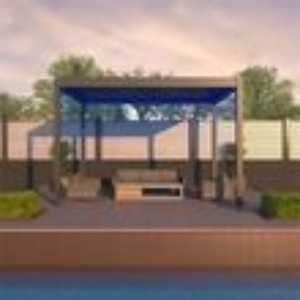 Pergola de jardin en aluminium avec profilé intégré, lumière LED étanche, design extérieur, lamelles horizontales électriques à ressort intégré - Product Image 3