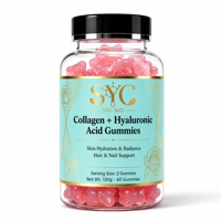 Gummies de bien-être SYC BIO au collagène et à l'acide hyaluronique, 60 gummies, 120g, marque privée, OEM, ODM, prix d'usine, vente en gros