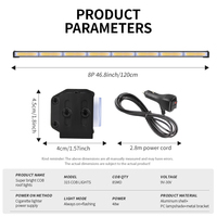Barre lumineuse d'urgence COB 12V/24V de 47 pouces, clignotante ambre pour signalisation routière, montage directionnel sur toit pour camion, tout-terrain, pick-up, IP65