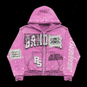 Sudadera con Capucha Extra Grande de Algodón 100% de Alta Calidad, Estilo Desgastado, Lavado Ácido, Estampado Otoñal, Unisex - Product Image 2