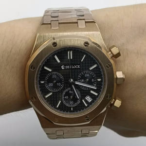 Montre pour homme SEILOCE tendance et décontractée en acier inoxydable avec calendrier, cadran de 42 mm, aiguilles lumineuses, mouvement à quartz VK63 - Product Image 6