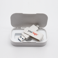 Unidad Flash USB de Alta Velocidad de Doble Uso OTG, Material Ecológico de Paja de Trigo, Logotipo Personalizado, Giratoria, 32 GB, 64 GB, 128 GB, Tipo C