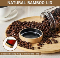 Stoples Kaca Penyimpanan Makanan Tutup Kayu Bambu Kedap Udara Wadah Penyimpanan Makanan Grosir Kaleng Kopi Anti Lembab Stoples Kaca