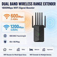 Répéteur WiFi 6 antennes 1800 Mbps double bande avec port LAN pour réseaux domestiques et professionnels