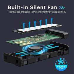 Aluminio M.2 NVME NGFF SSD <span class=keywords><strong>a</strong></span> <span class=keywords><strong>USB</strong></span> 3,1 <span class=keywords><strong>Adaptador</strong></span> convertidor tipo C Caja de velocidad de transferencia de 10Gbps Caja de <span class=keywords><strong>disco</strong></span> de estado sólido con ventilador - Product Image 2