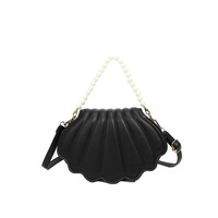 Tas Selempang Wanita 2025 Grosir Fashion Sequin Shell, Tas Bahu Rantai Kulit PU, Tas Mini Sederhana Warna Solid